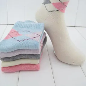 10Pairs Women's Casual Rhombus Design Pattern Winter Socks