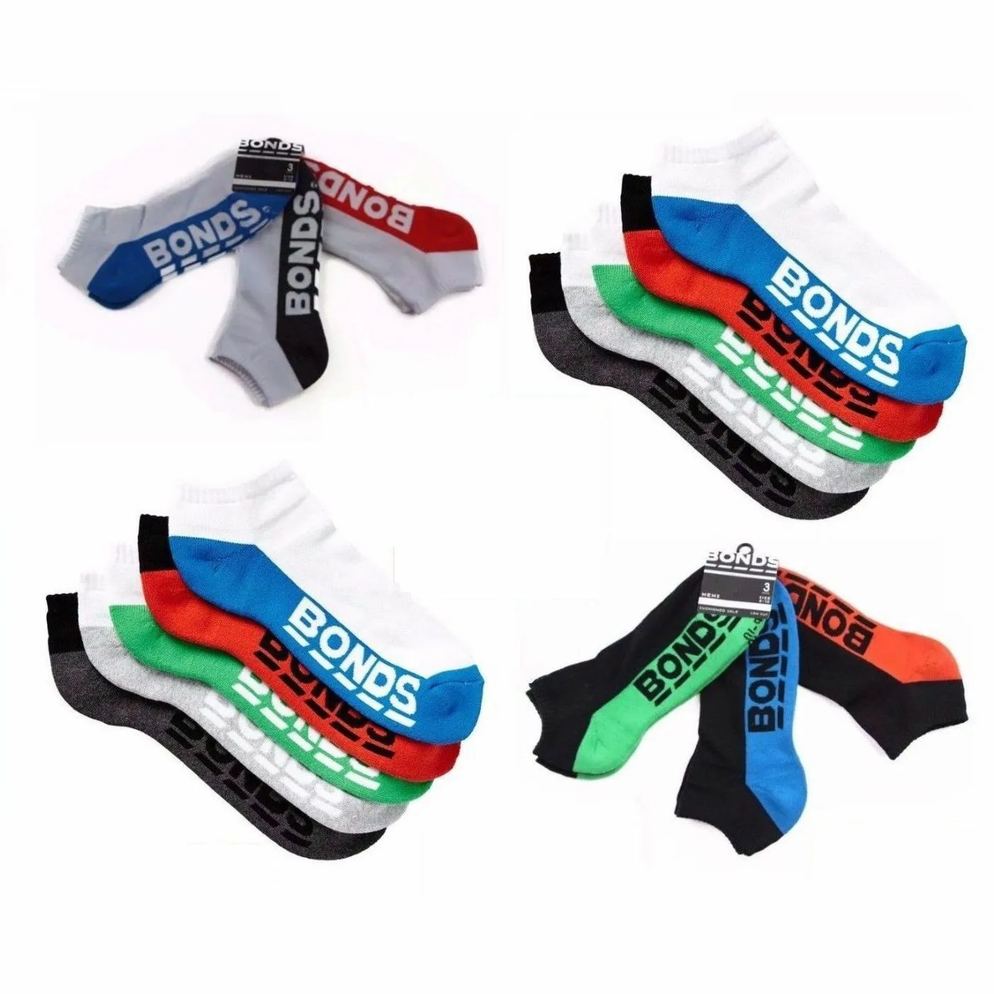 6 Pairs Mens Bonds Low Cut Sports Ankle Gym Mens Running Cushioned Active Socks