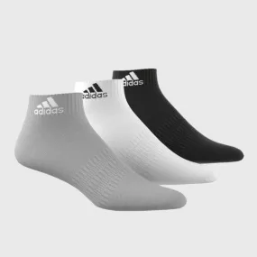 Adidas Unisex Cushioned Sportswear Ankle 3 Pack Socks Grey/White/Black  _ 168907 _ Multi