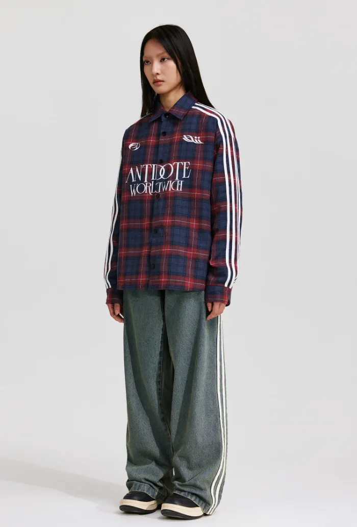 ANTIDOTE Sports Style Pattern Plaid Shirt Jacket