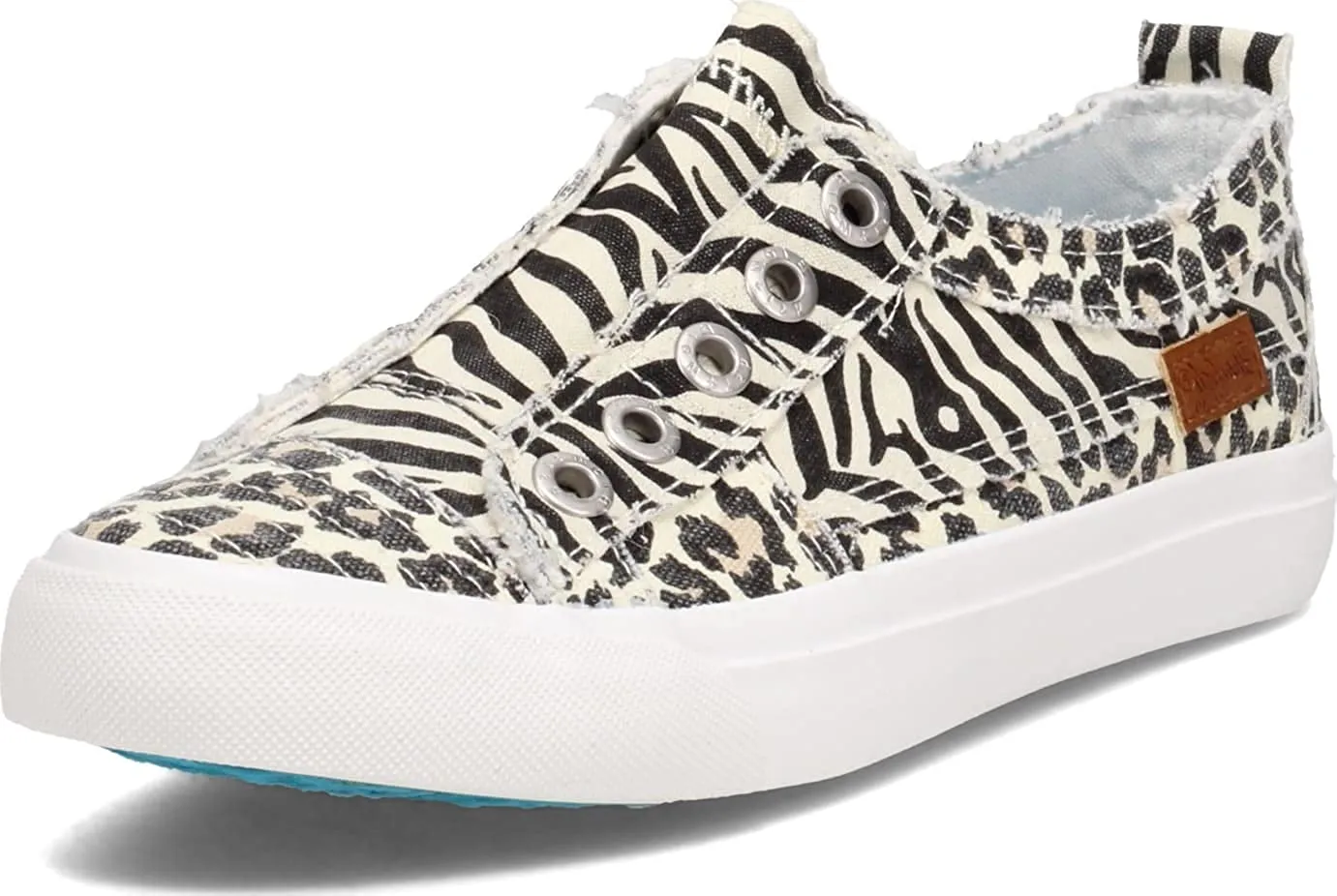 Blowfish Malibu Play Cream City Kitty Canvas/Zebra Slip On Fashion Sneakers