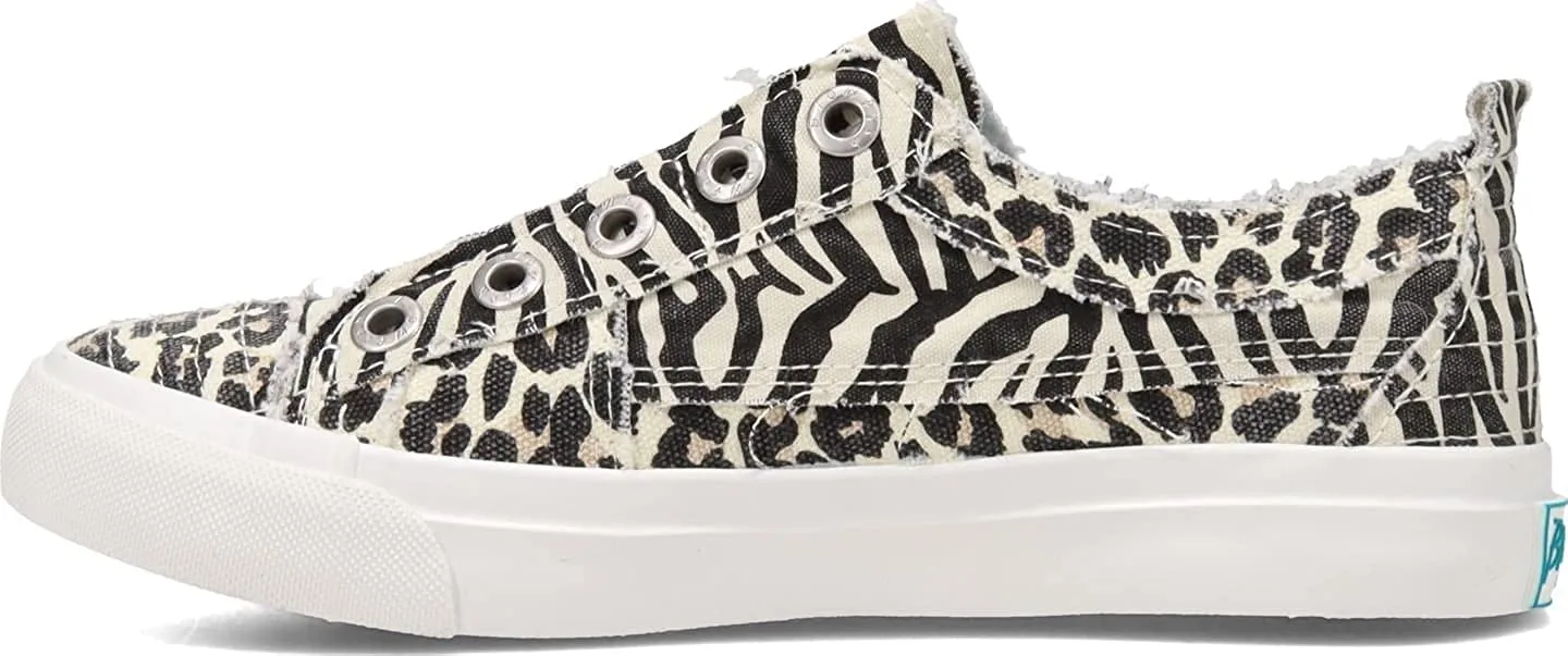 Blowfish Malibu Play Cream City Kitty Canvas/Zebra Slip On Fashion Sneakers