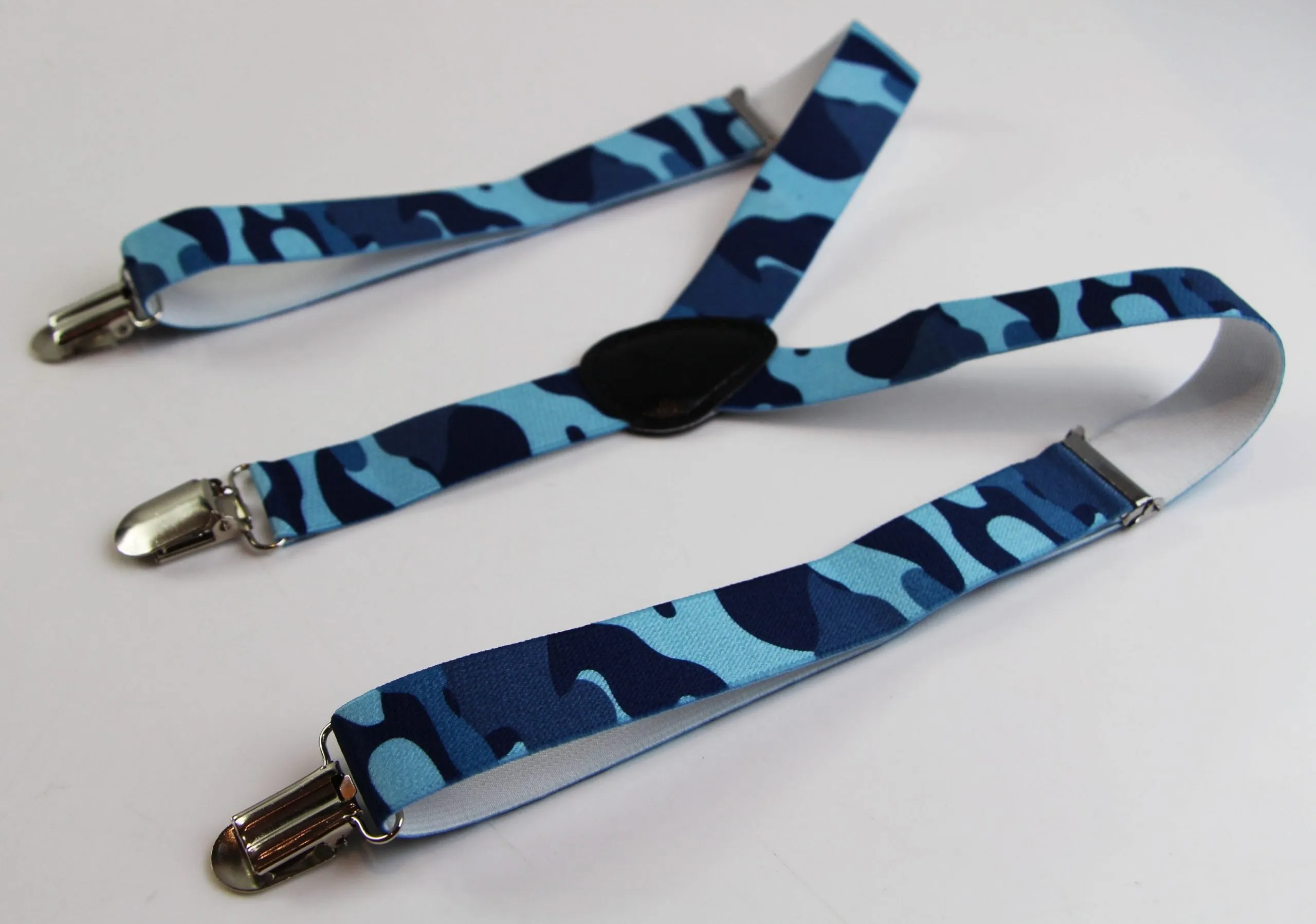 Boys Adjustable Blue Camouflage Patterned 65cm Suspenders