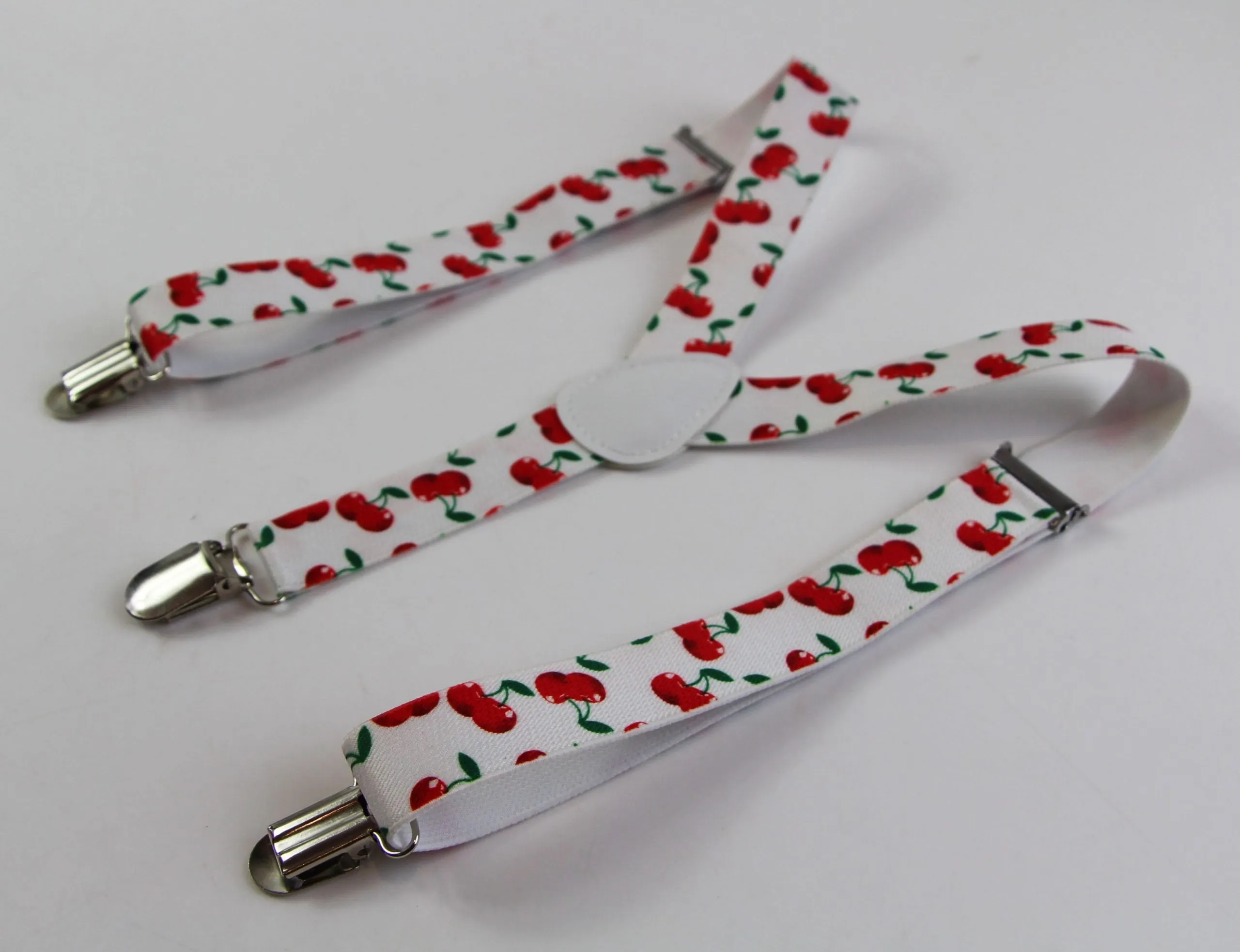 Boys Adjustable Cherries Fruit Patterned Suspenders