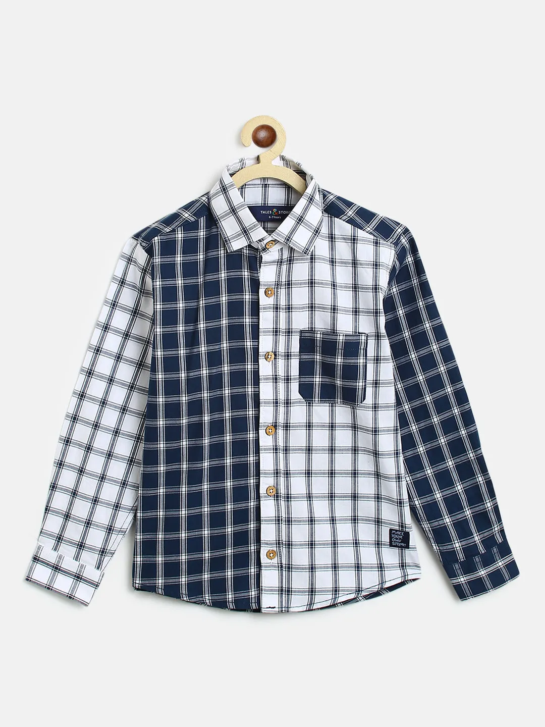 Boys Blue & White Checks Casual Shirt