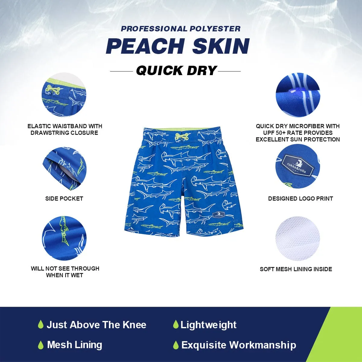 Boys' Quick Dry Mesh Lined Swim Trunks