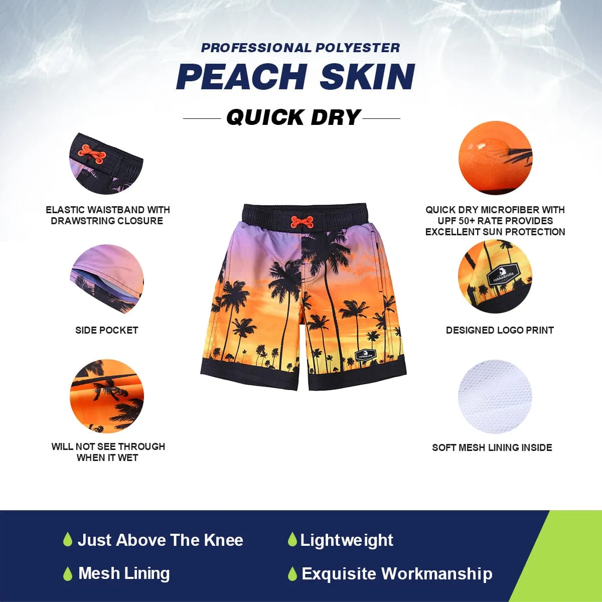 Boys' Quick Dry Mesh Lined Swim Trunks