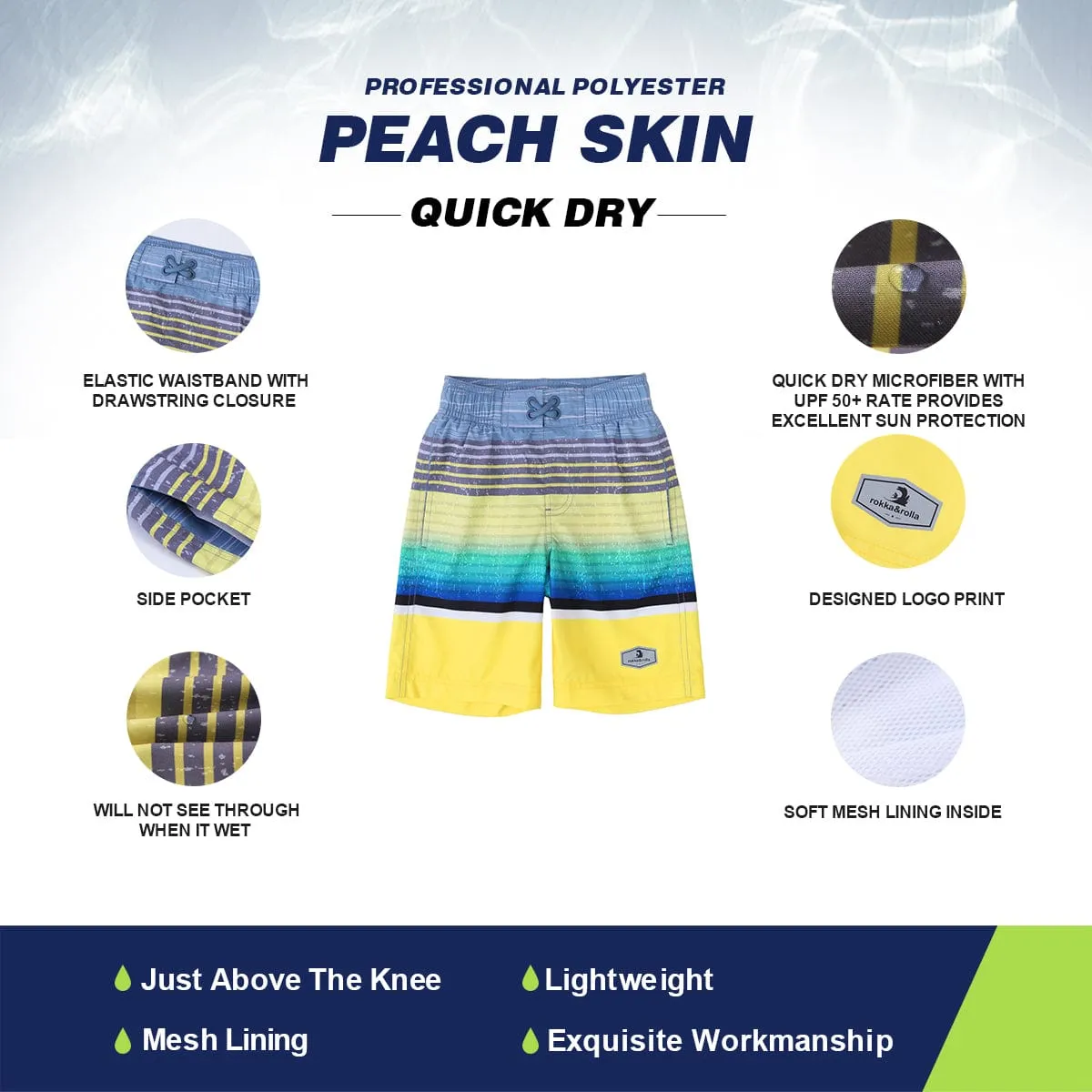 Boys' Quick Dry Mesh Lined Swim Trunks