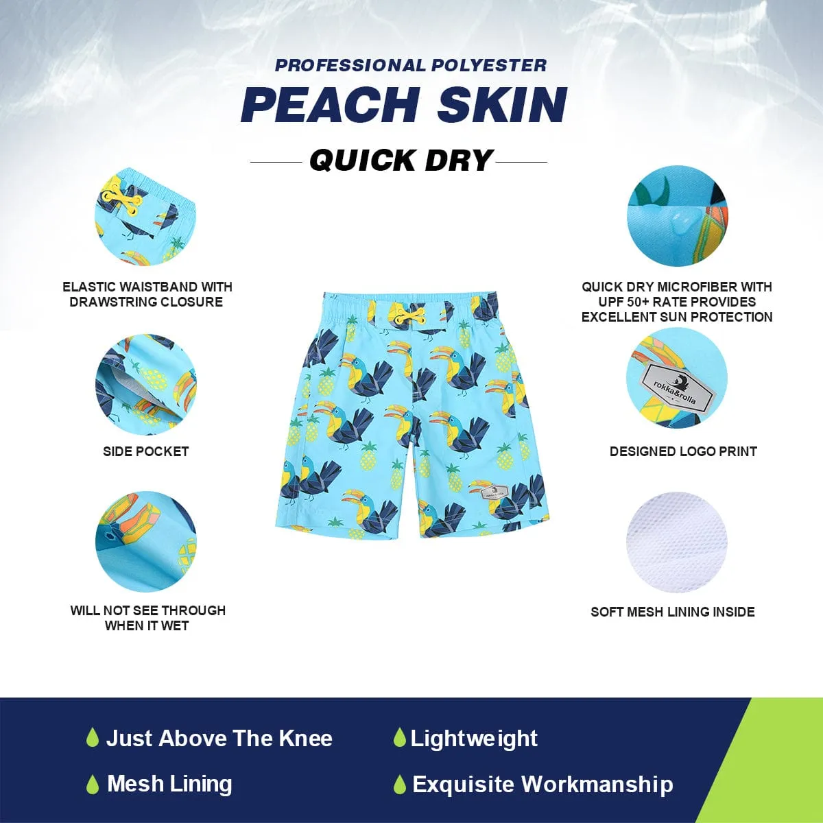 Boys' Quick Dry Mesh Lined Swim Trunks