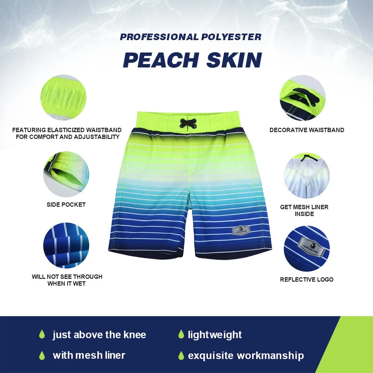 Boys' Quick Dry Mesh Lined Swim Trunks