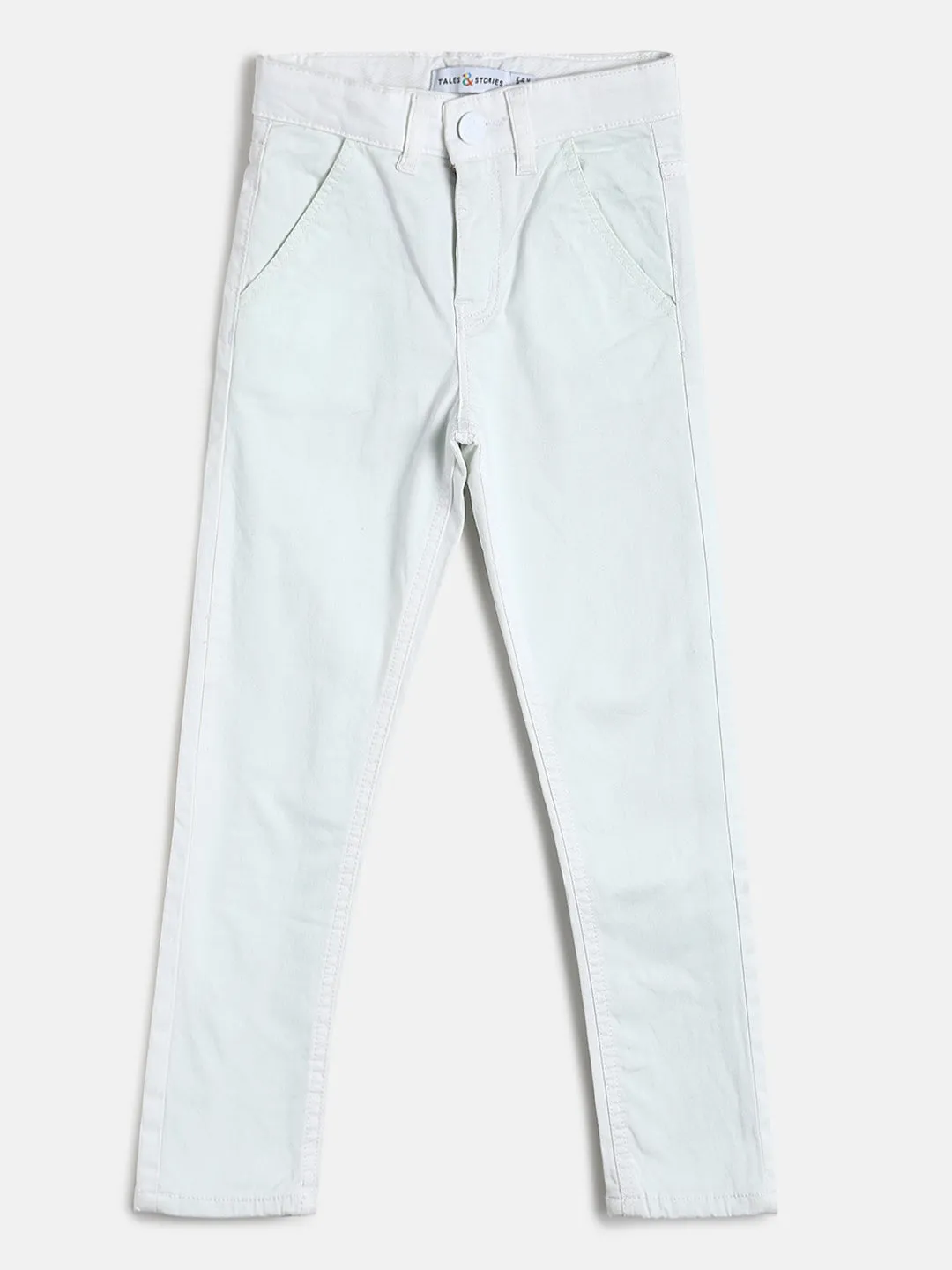 Boys White Slim Fit Cotton Trouser