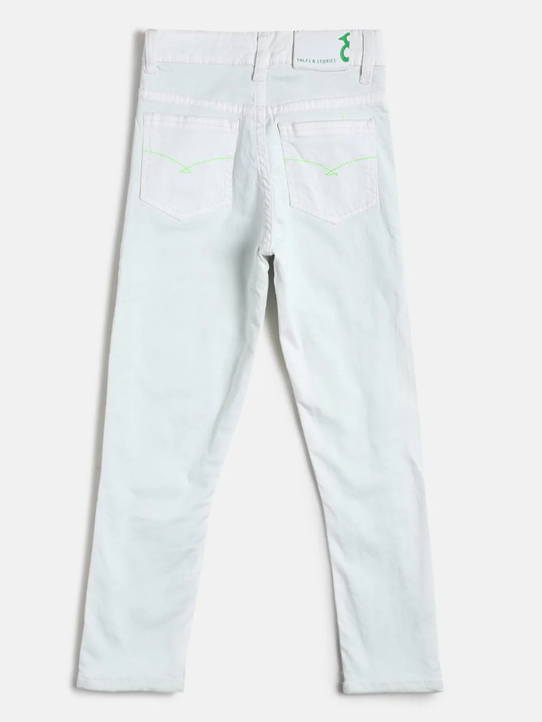 Boys White Slim Fit Cotton Trouser