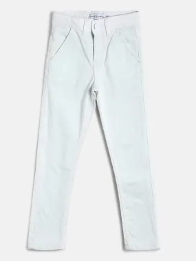 Boys White Slim Fit Cotton Trouser