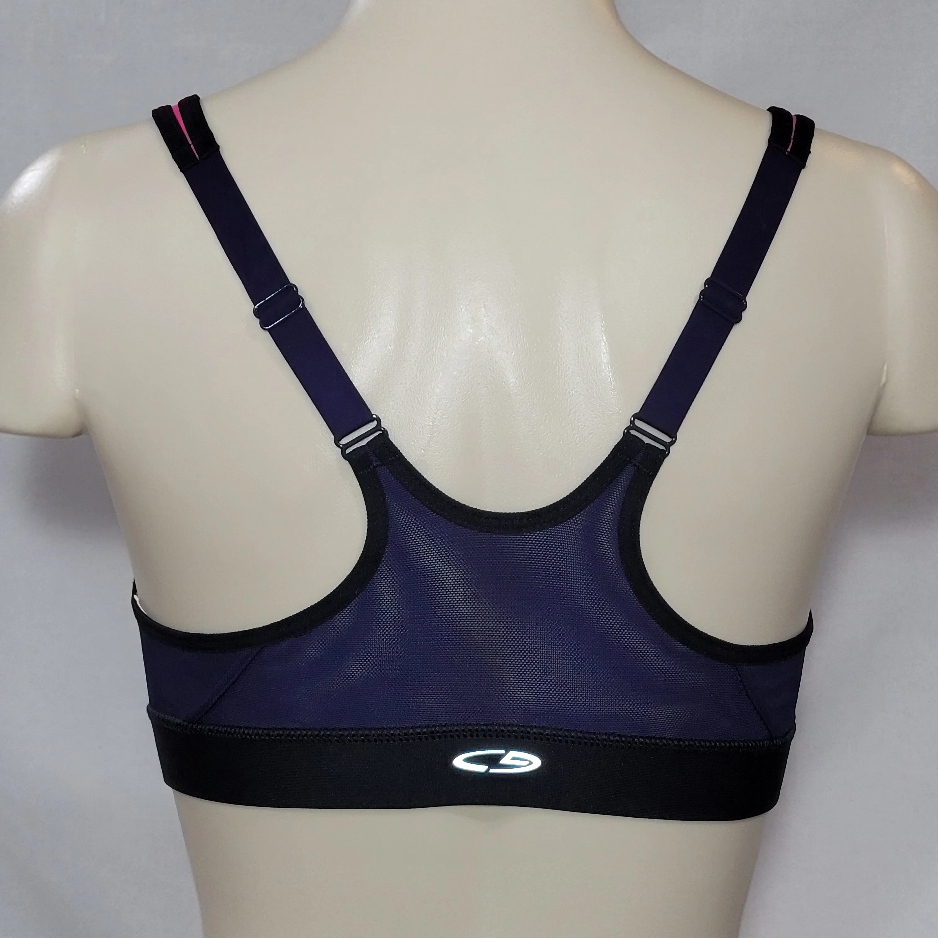 Champion N9643 Power Shape Max Zip Front Wire Free Sports Bra XS Pink & Black