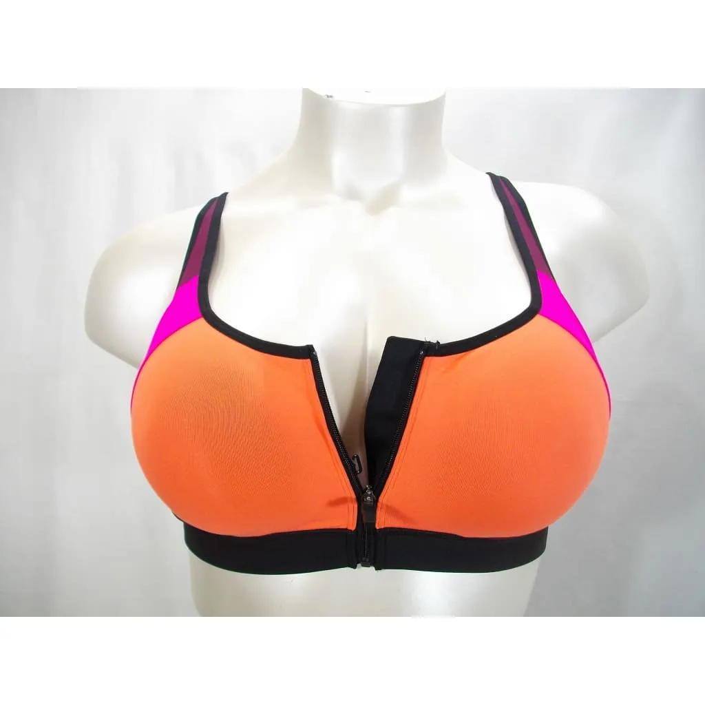 Champion N9643 Power Shape Max Zip Front Wire Free Sports Bra XS X-SMALL Papaya Pink