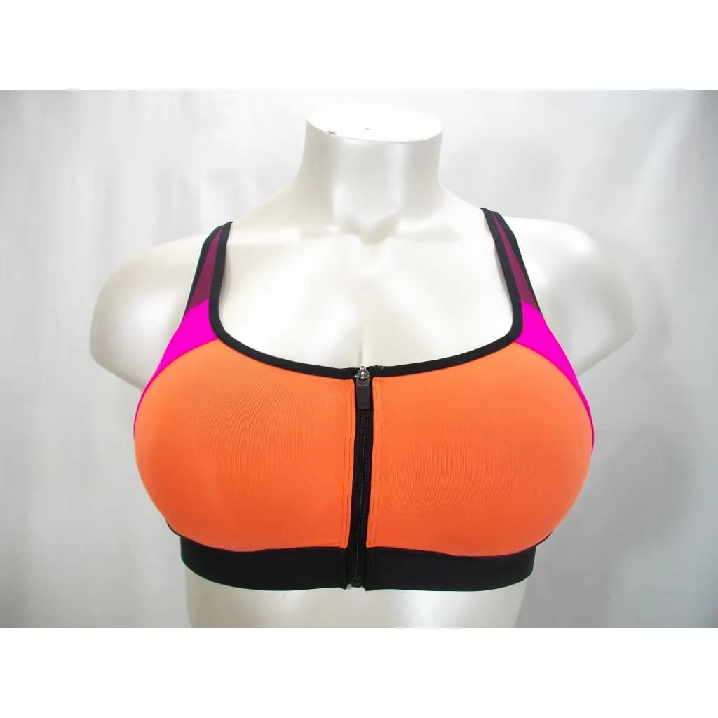 Champion N9643 Power Shape Max Zip Front Wire Free Sports Bra XS X-SMALL Papaya Pink