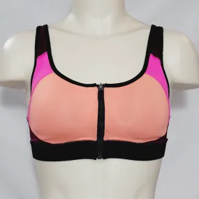 Champion N9643 Power Shape Max Zip Front Wire Free Sports Bra XS X-SMALL Papaya Pink