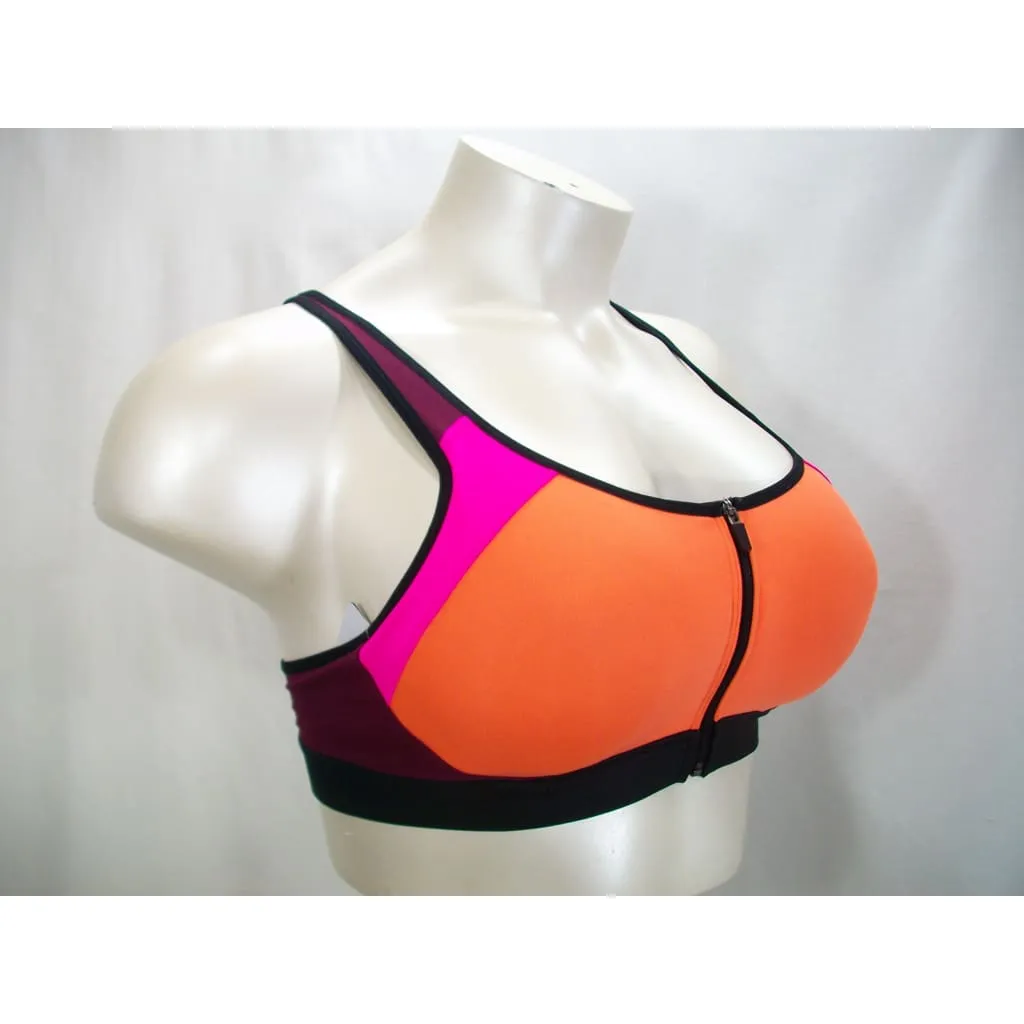 Champion N9643 Power Shape Max Zip Front Wire Free Sports Bra XS X-SMALL Papaya Pink