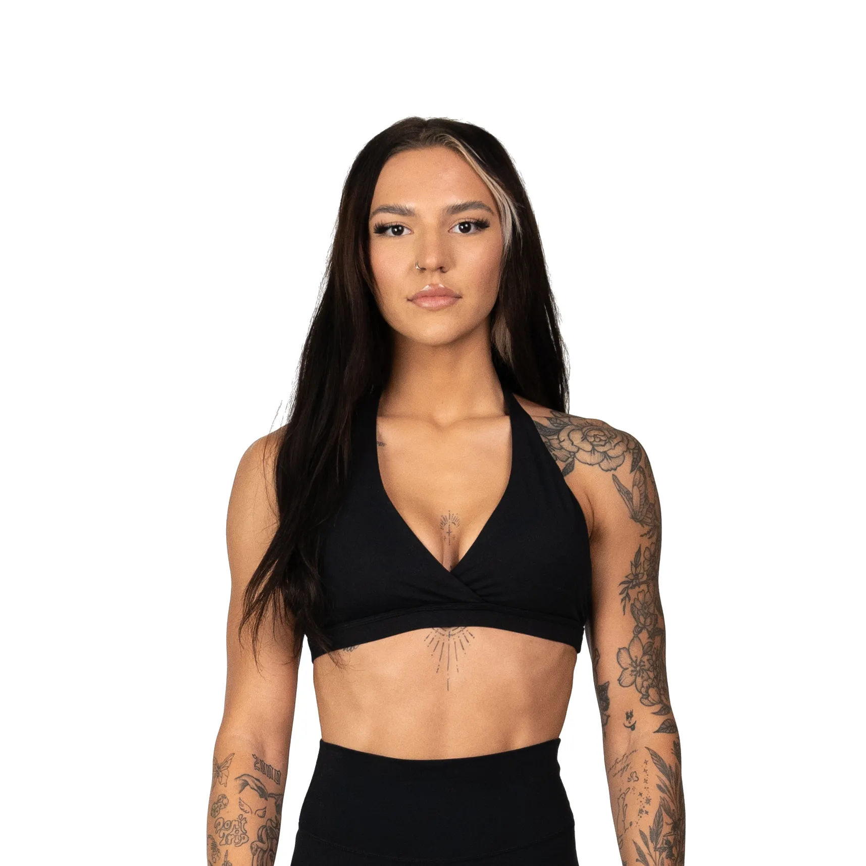 CORE HALTER SPORTS BRA - BLACK