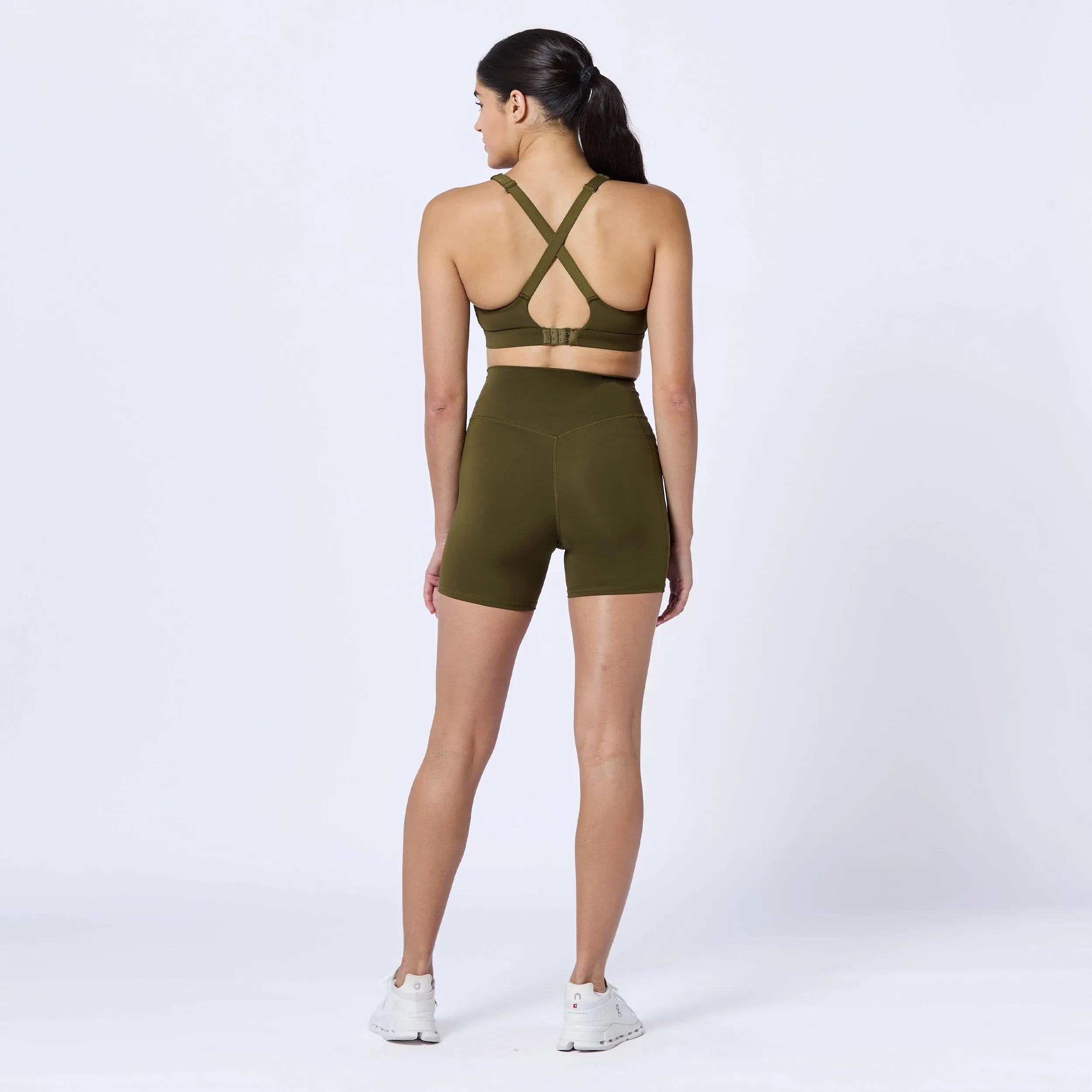 Essential Cross Back Adjustable Bra - Dark Olive