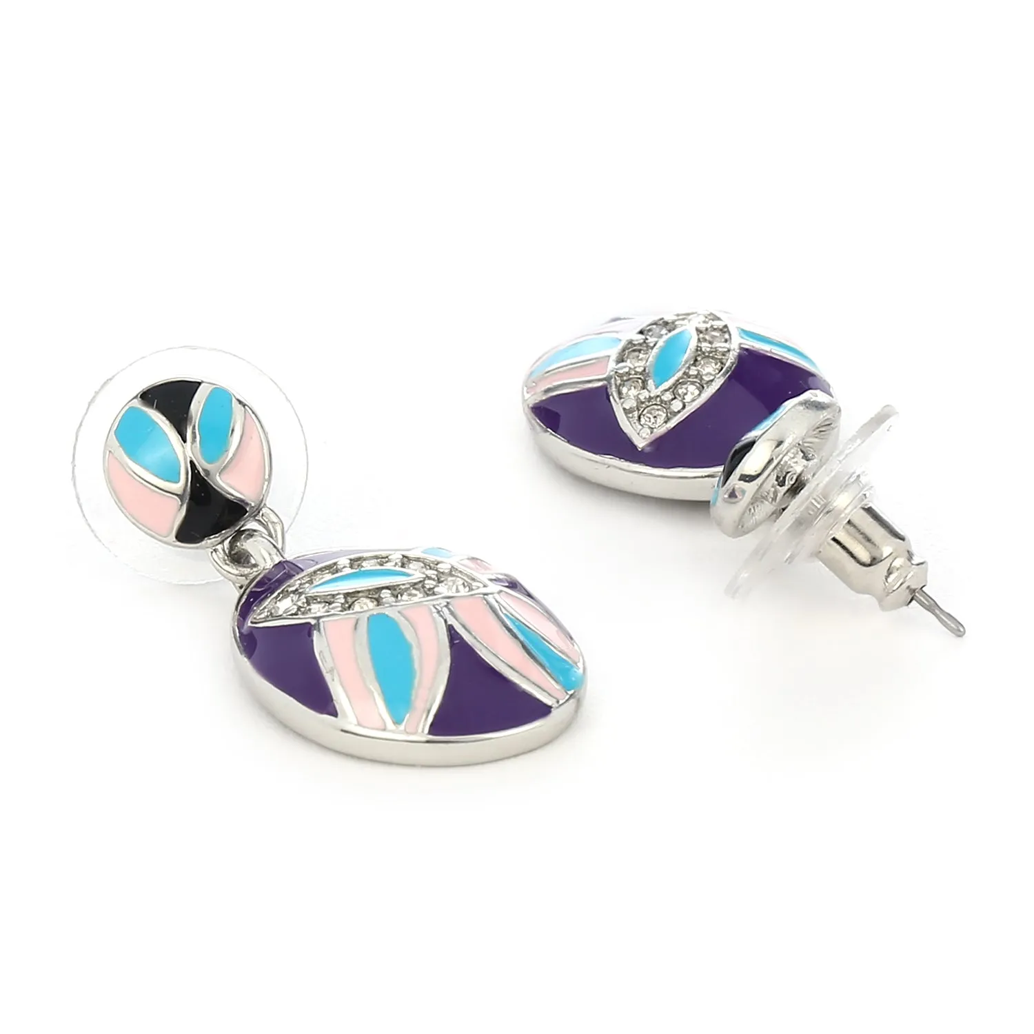 Estele - Beautiful Purple and Blue Enamel Butterfly Pendant Set