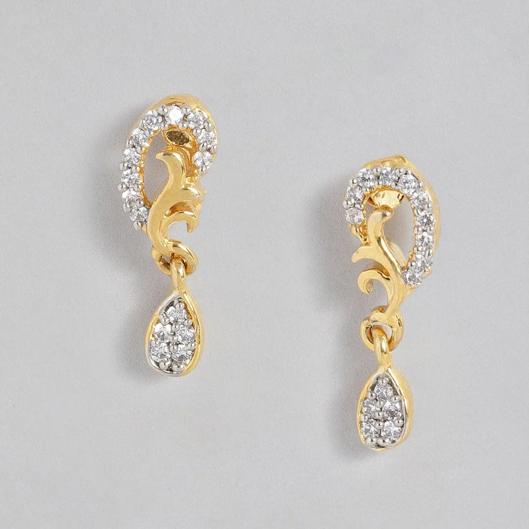 Estele Gold And Silver Tone Plated Floral Motif Drop Earrings for women