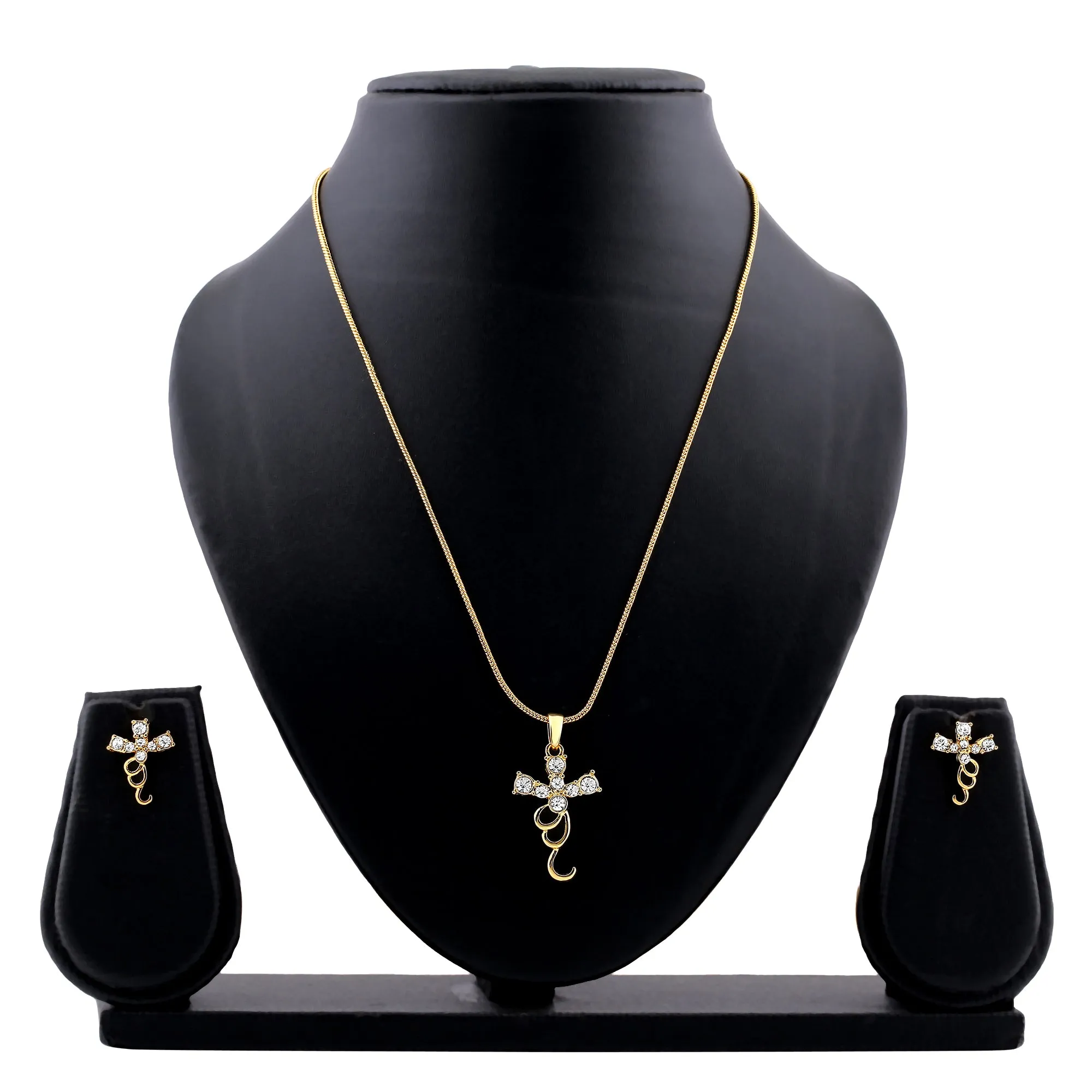 Estele Gold Plated Cross Necklace Set for Women