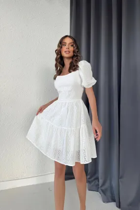 Eyelet short sleeve dress