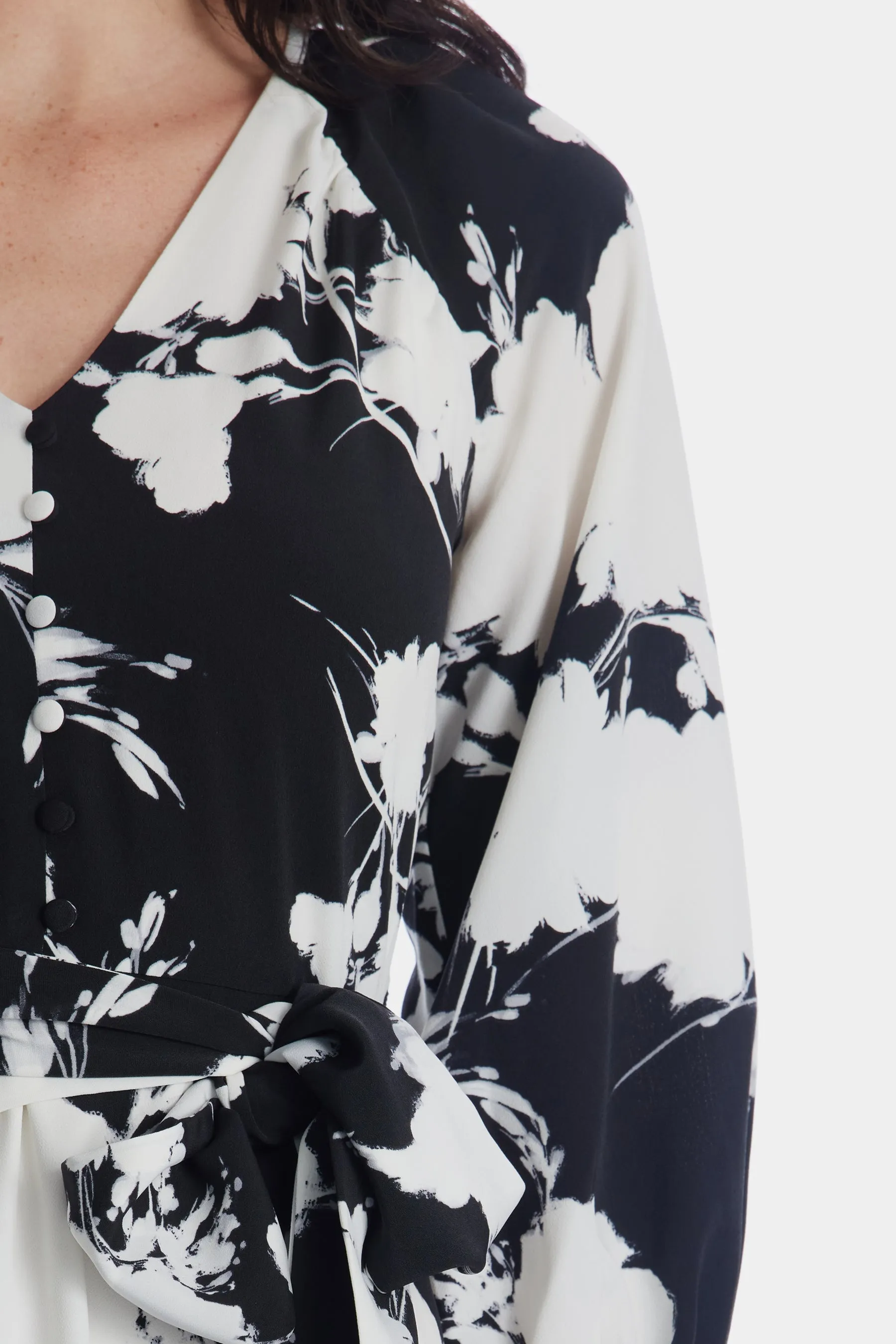 Floral Printed Silky Crepe Midi Dress