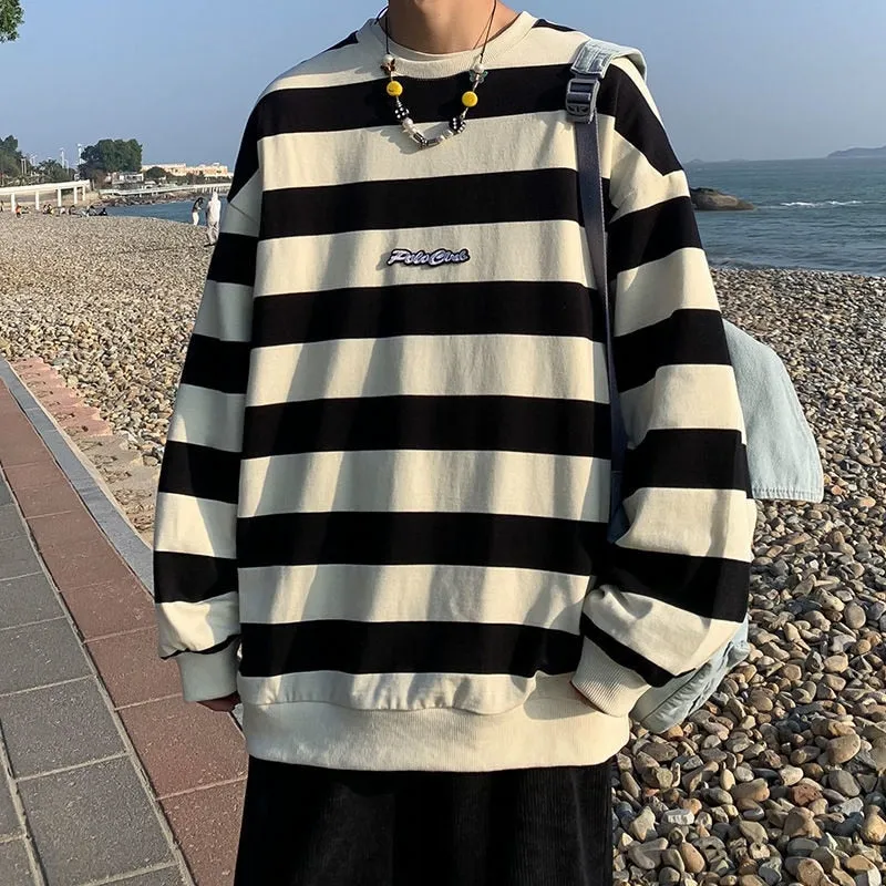 Foesce - Autumn Striped Loose Sweatshirts Korean Style Fashion Couple Clothing Brand Casual Women Pullovers Male Hoodie