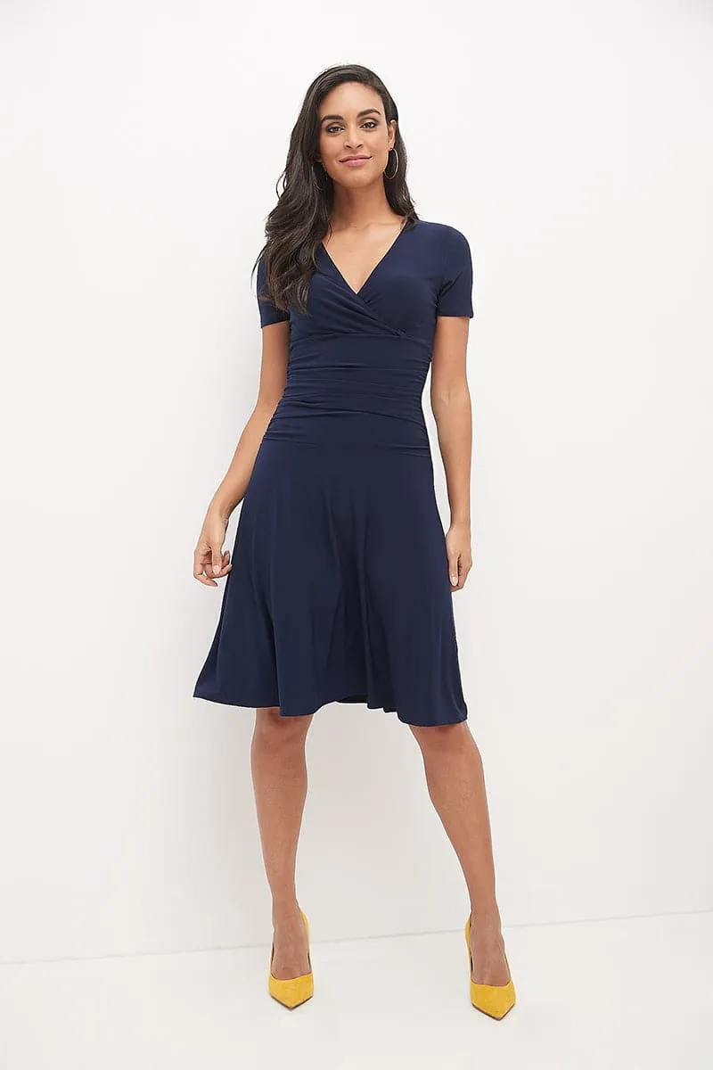 Form-fitting Short Sleeve Dress with Ruching