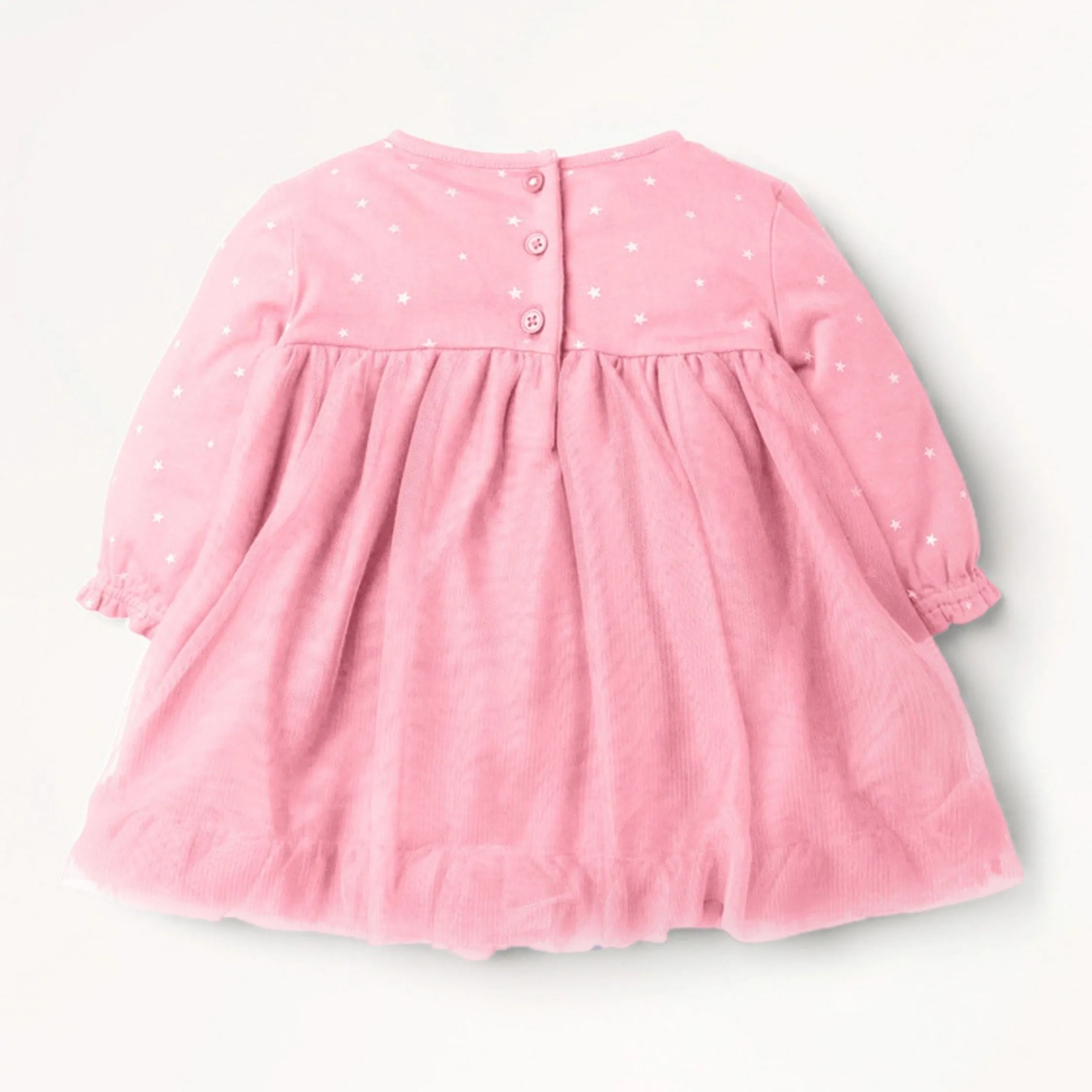 Full Sleeve Kids Play Theme Girls Dress, Pink