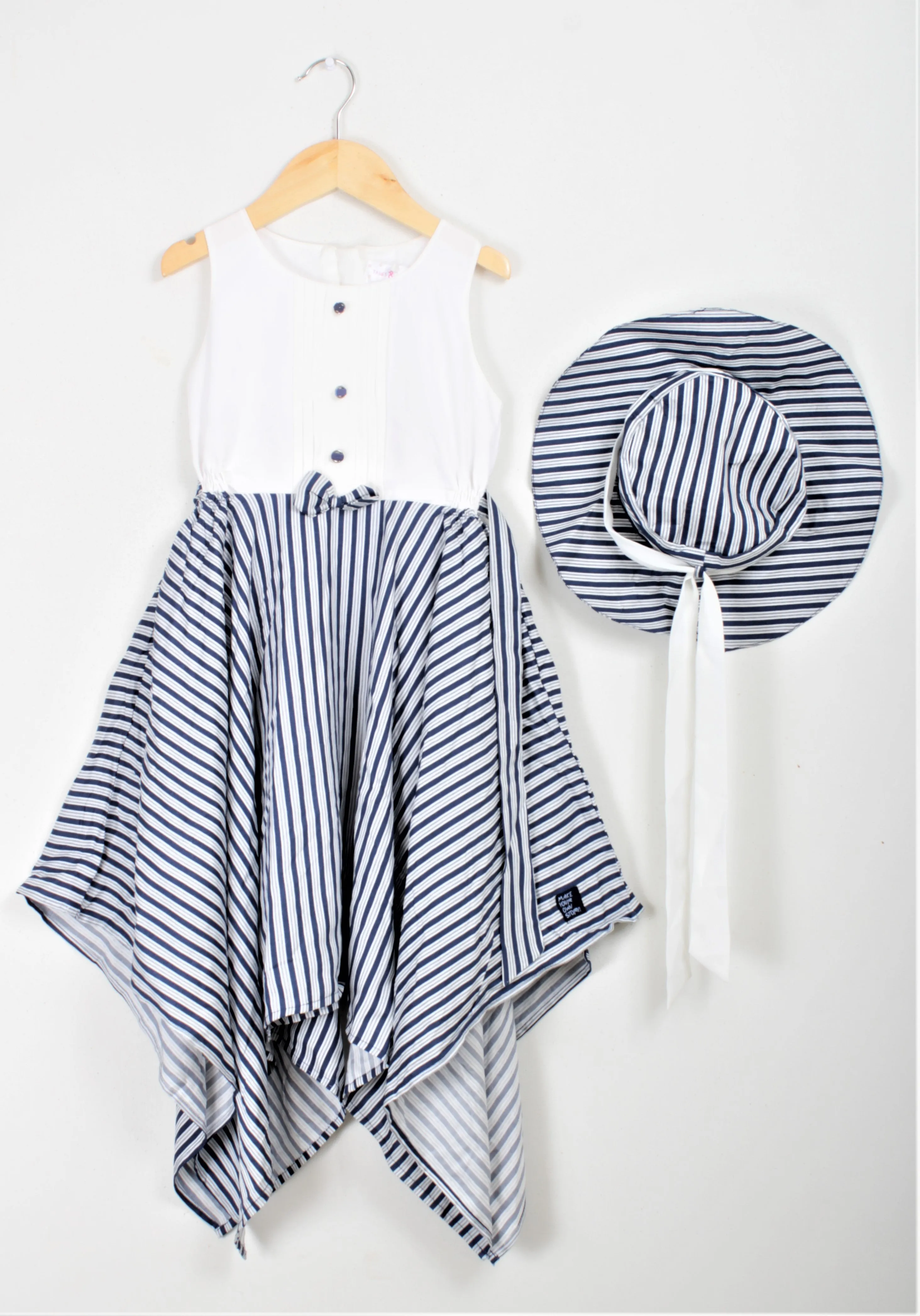 Girls Blue Striped Dress