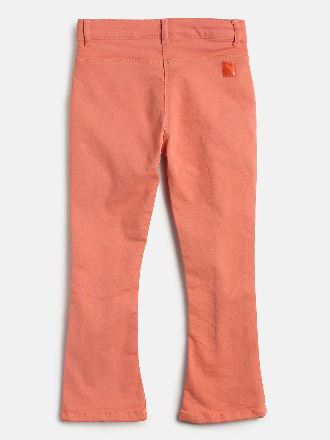 Girls Orange Embroidered Cotton Trouser