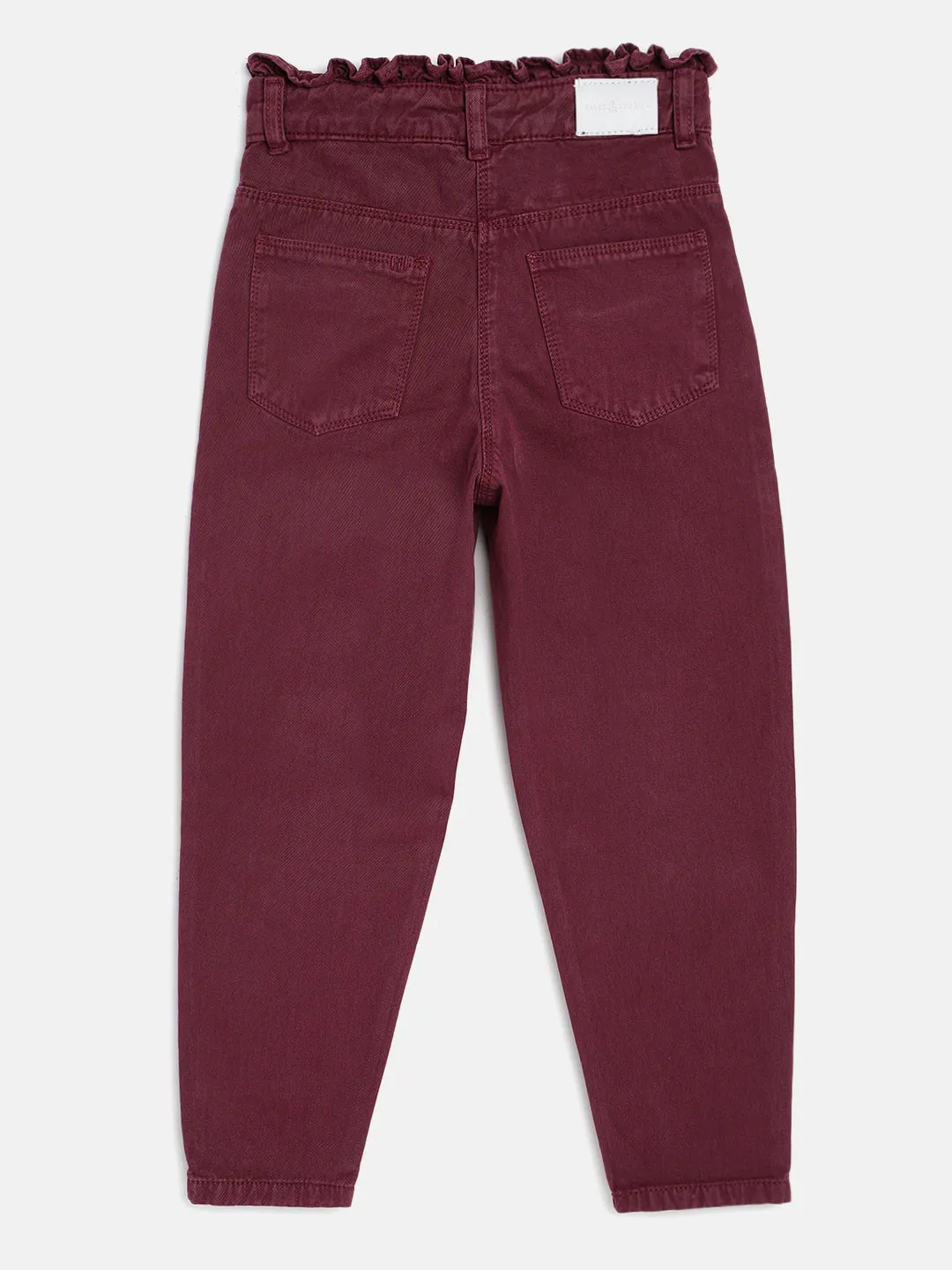 Girls Paper Bag Maroon Pant