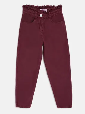 Girls Paper Bag Maroon Pant