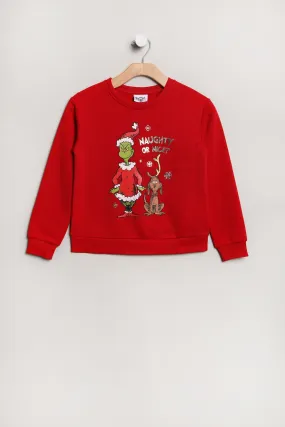 Girls' The Grinch And Max Graphic Crew Neck Sweatshirt