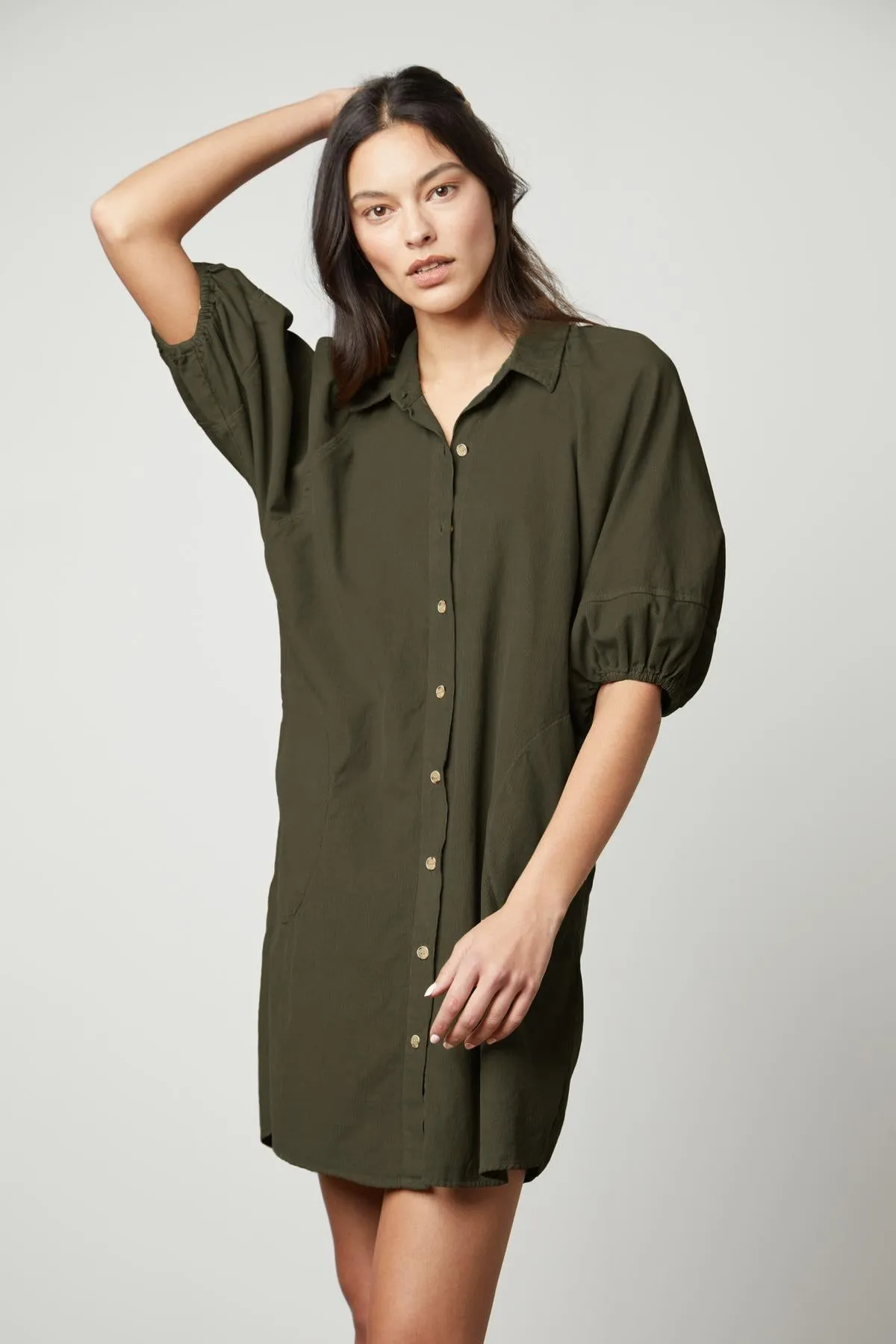 KADY CORDUROY BUTTON-UP DRESS