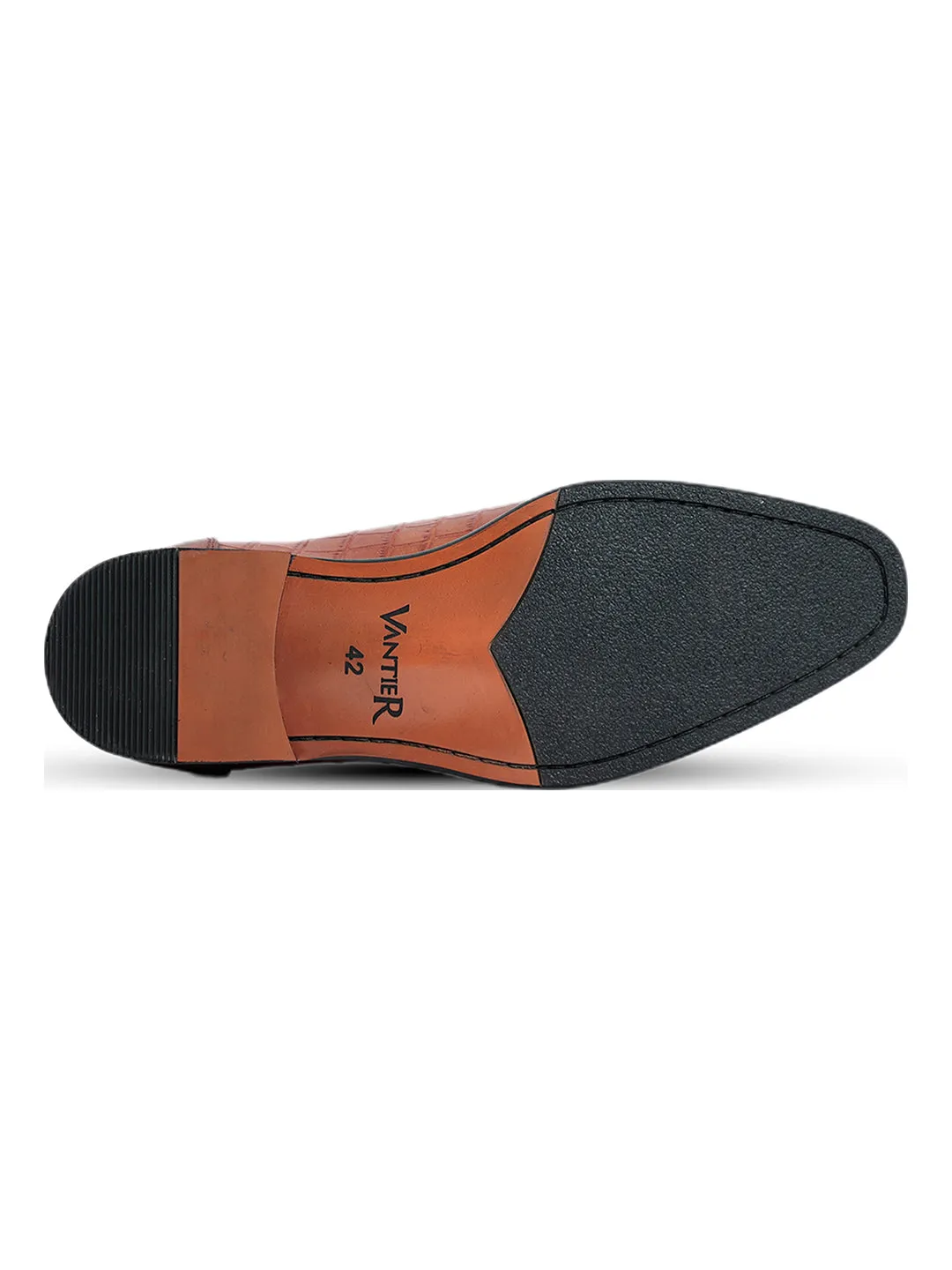 La Cabot Horse Bit Croc Slip On Brown