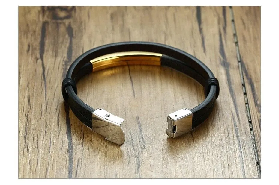 Leather Bracelets with Customized Engraving for Couples