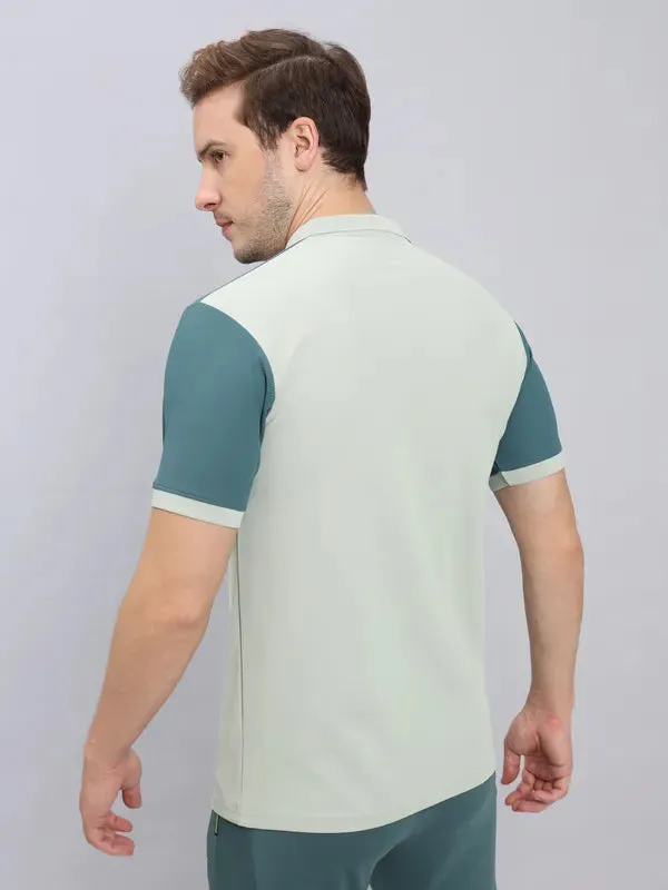 Men Colorblock Slim Fit Polo T-shirt with MATPIQ