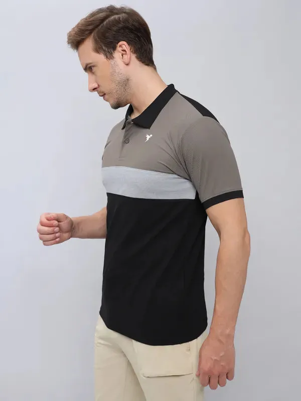 Men Colorblock Slim Fit Polo T-shirt with MATPIQ