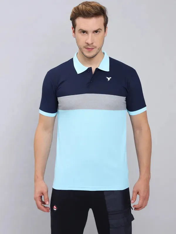 Men Colorblock Slim Fit Polo T-shirt with MATPIQ