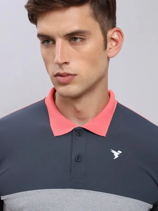 Men Colorblock Slim Fit Polo T-shirt with MATPIQ