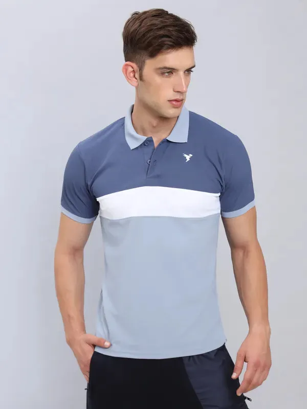 Men Colorblock Slim Fit Polo T-shirt with MATPIQ