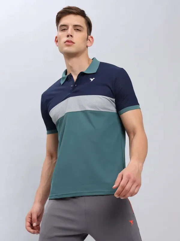 Men Colorblock Slim Fit Polo T-shirt with MATPIQ