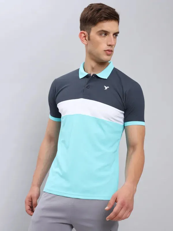 Men Colorblock Slim Fit Polo T-shirt with MATPIQ