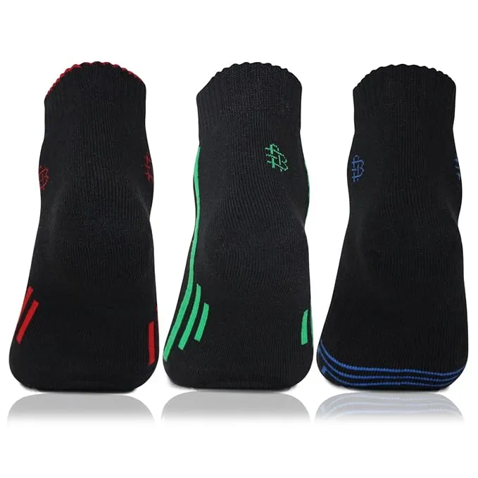 Men Cushioned Black Ankle Sports Socks- Pack of 3