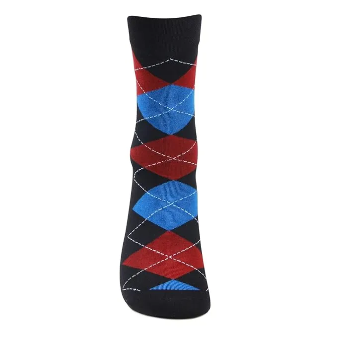 Men's Cotton Argyle Designer Signature Socks - Navy