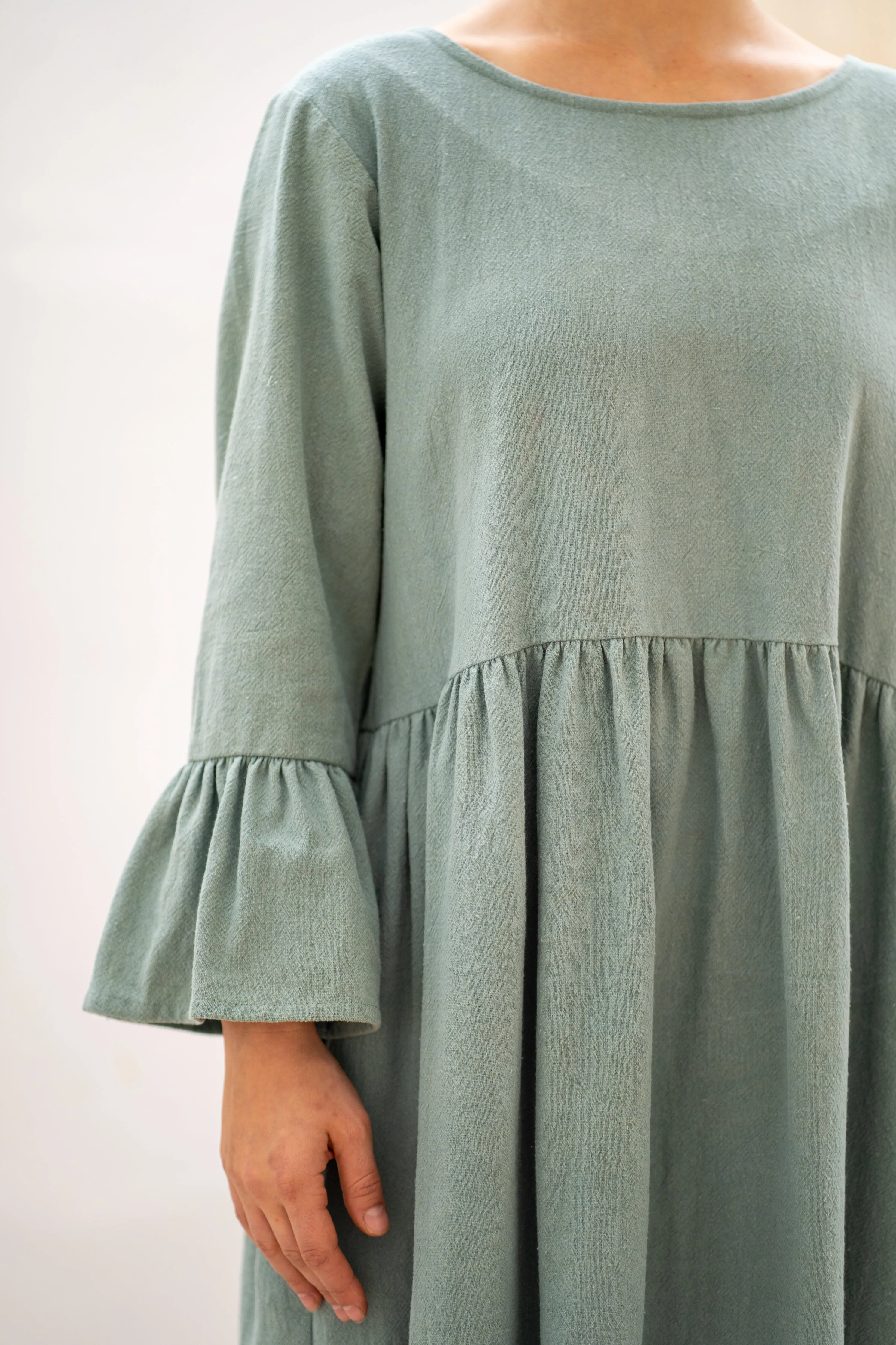 Ruffle Sleeve Dress - Sage